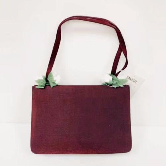 New Gorgeous Lady Wine Red Handbag with Flower - Picture 2 of 6